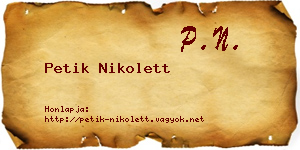 Petik Nikolett névjegykártya